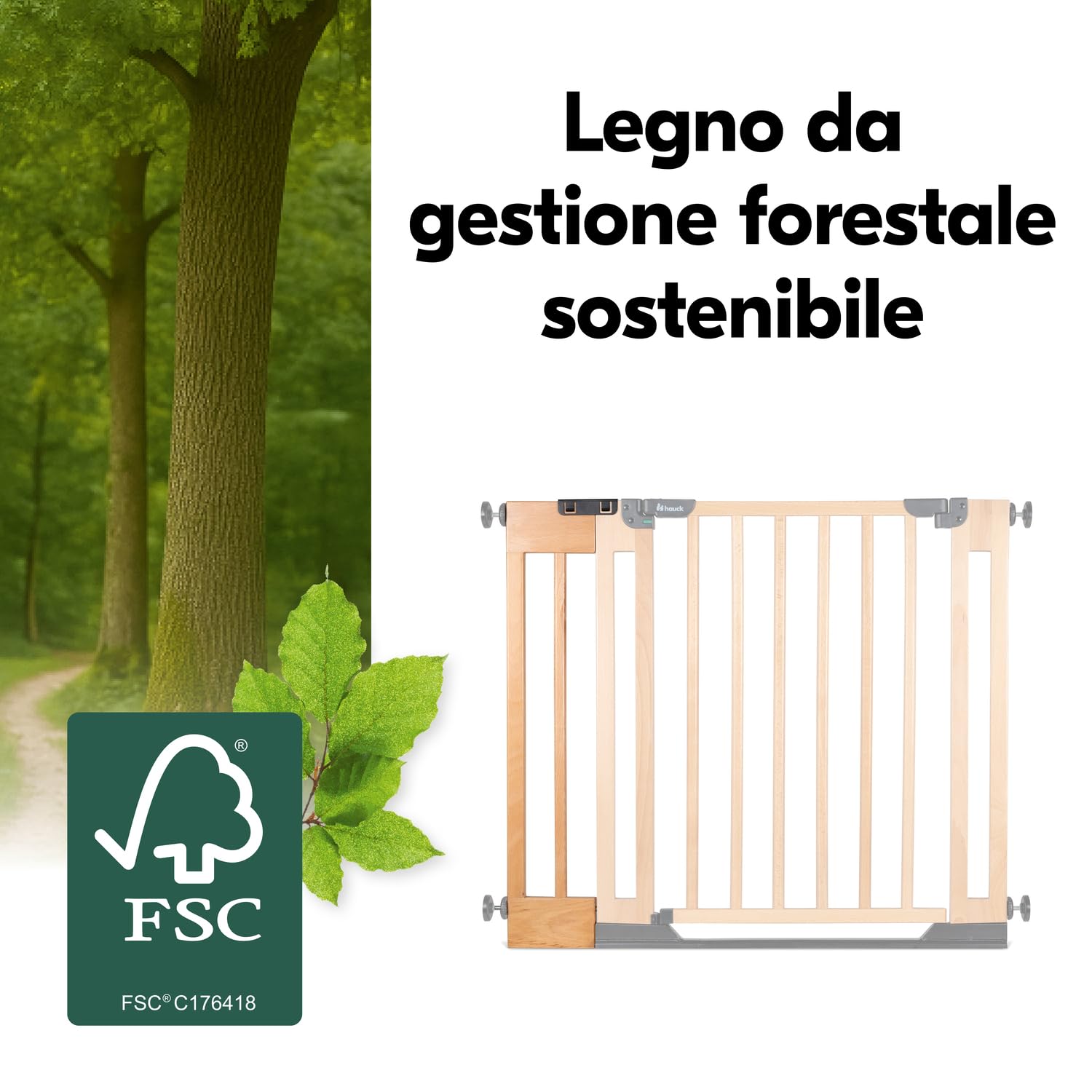 hauck Estensione da 15 cm Compatibile Cancelletto di Sicurezza Clear Step Easyclose Eco, Legno di Faggio - Accessorio per Cancellino Bambini e Cani