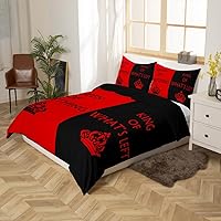 Vista 2 de Erosebridal Juego de funda de edredón para parejas, color rojo y negro, tamaño Queen, Queen of Everything King of What Left Funda de edredón