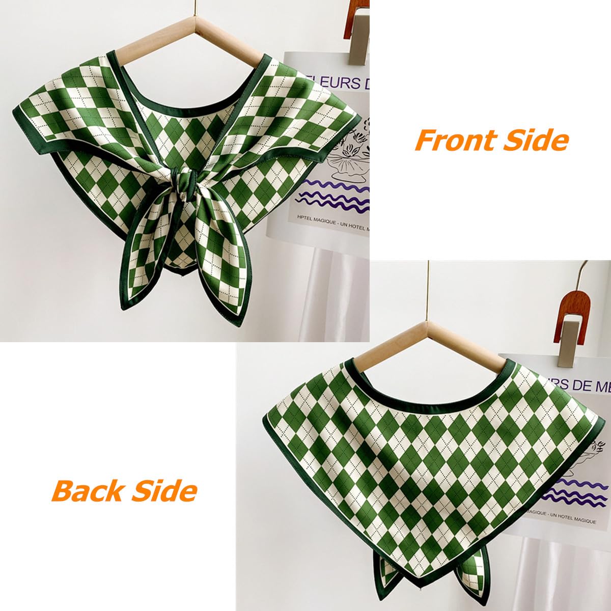 SamHeng Mujeres Decorativo Chal Cuello Falso, Moda Anudado Bufanda Triángulo Verano Capa de Hombro, Desmontable Camisa Falso Cuello