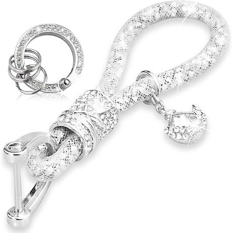 Cute Car keychain for Women, Crystal Keychain Accessories, Bling Wrist Lanyard for Keys, Car key