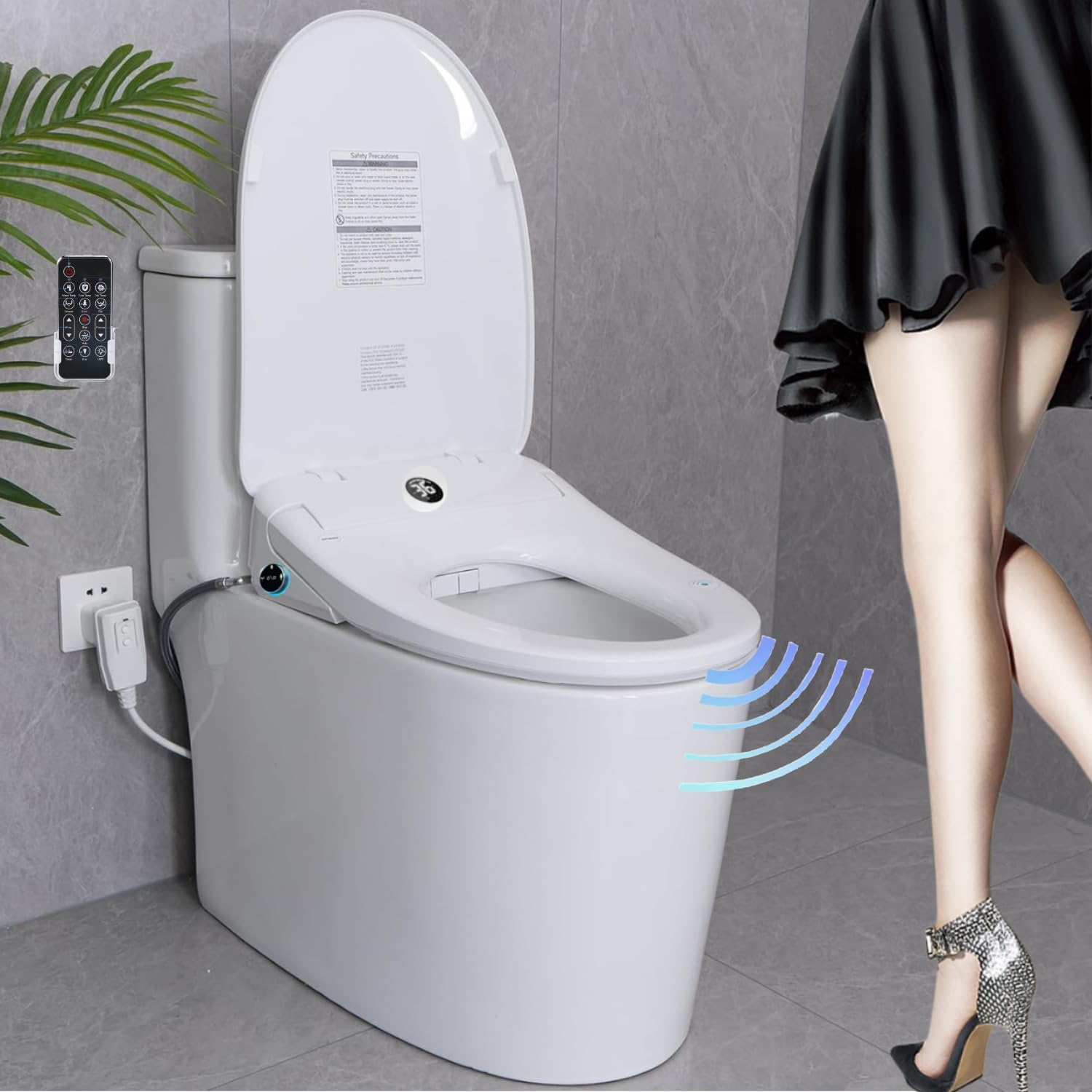 Electric Bidet Toilet Seat, Auto Open/Close Lid & Seat with Radar Sensor, Unlimited & Filtered Warm Water, 8 Modes Spa Wash, Warm Air Dryer, Heated Seat, 10-year warranty. (TB-54E, Elongated)