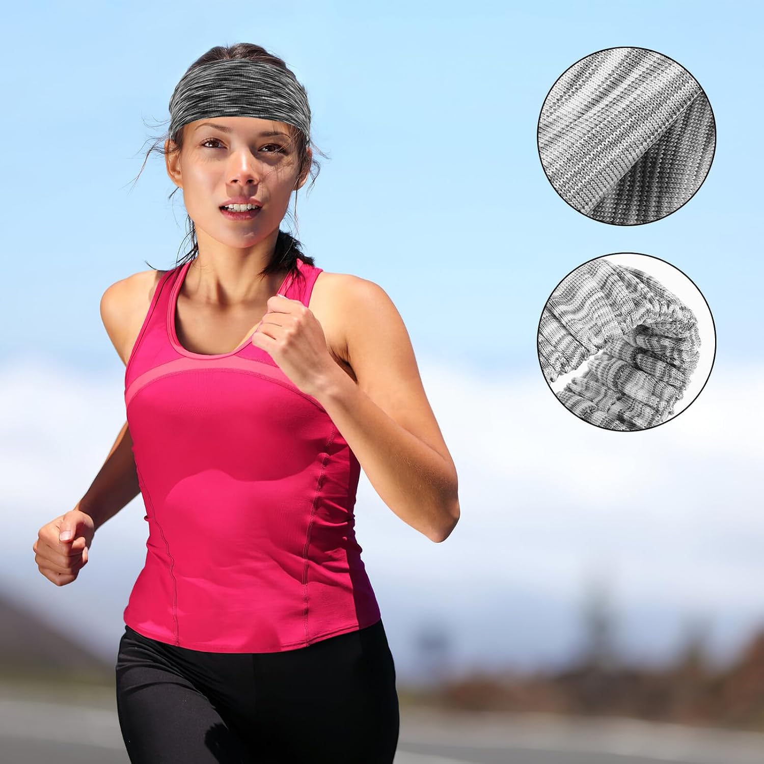 10pcs Sweat-Wicking Sport Headbands for Men and Women, Elastic Non-Slip Running and Fitness Hair Bands, Wide Breathable Workout Sweat Absorbing Headbands for Yoga and Outdoor