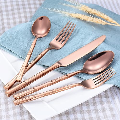 Miniatura 6 de Juego de cubiertos de 50 piezas de regalo de acero inoxidable pulido de espejo de metal dorado juego de cubiertos ultraligeros duraderos