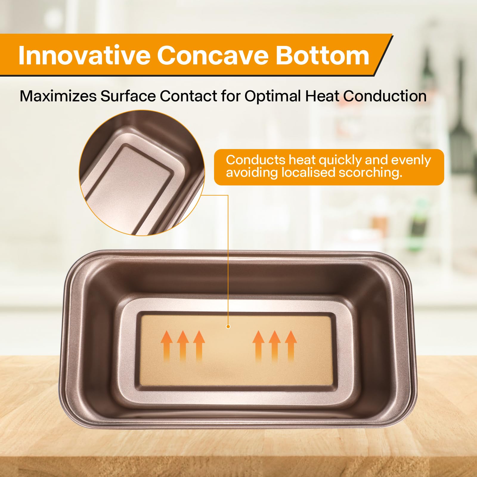Paquete de 2 moldes multifuncionales dorados de 10 pulgadas, antiadherentes, largos, diseño de almacenamiento apilable, bandeja rectangular para hornear pan de plátano casero y sándwiches