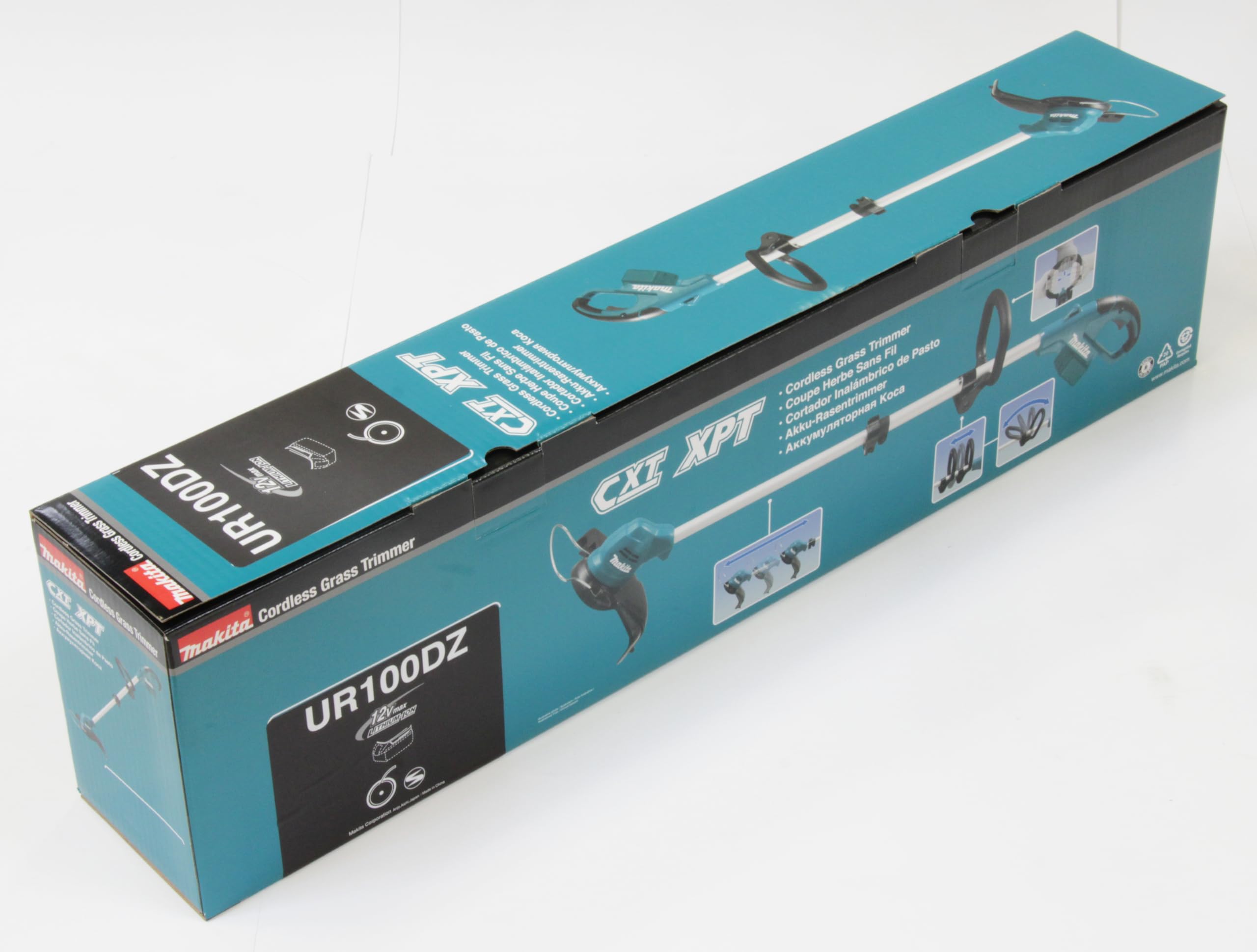 Makita Cortadora de césped inalámbrica UR100DZ de 10,8 V (sin batería, sin cargador), azul/plata