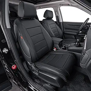 EKR CRV Seat Covers Custom Fit for Honda CRV 2023 2024 2025 2026 Leather Car Seat Cover Full Set for Trucks SUV,Waterproof Car Seat Cushion,Faux Leather (Black)