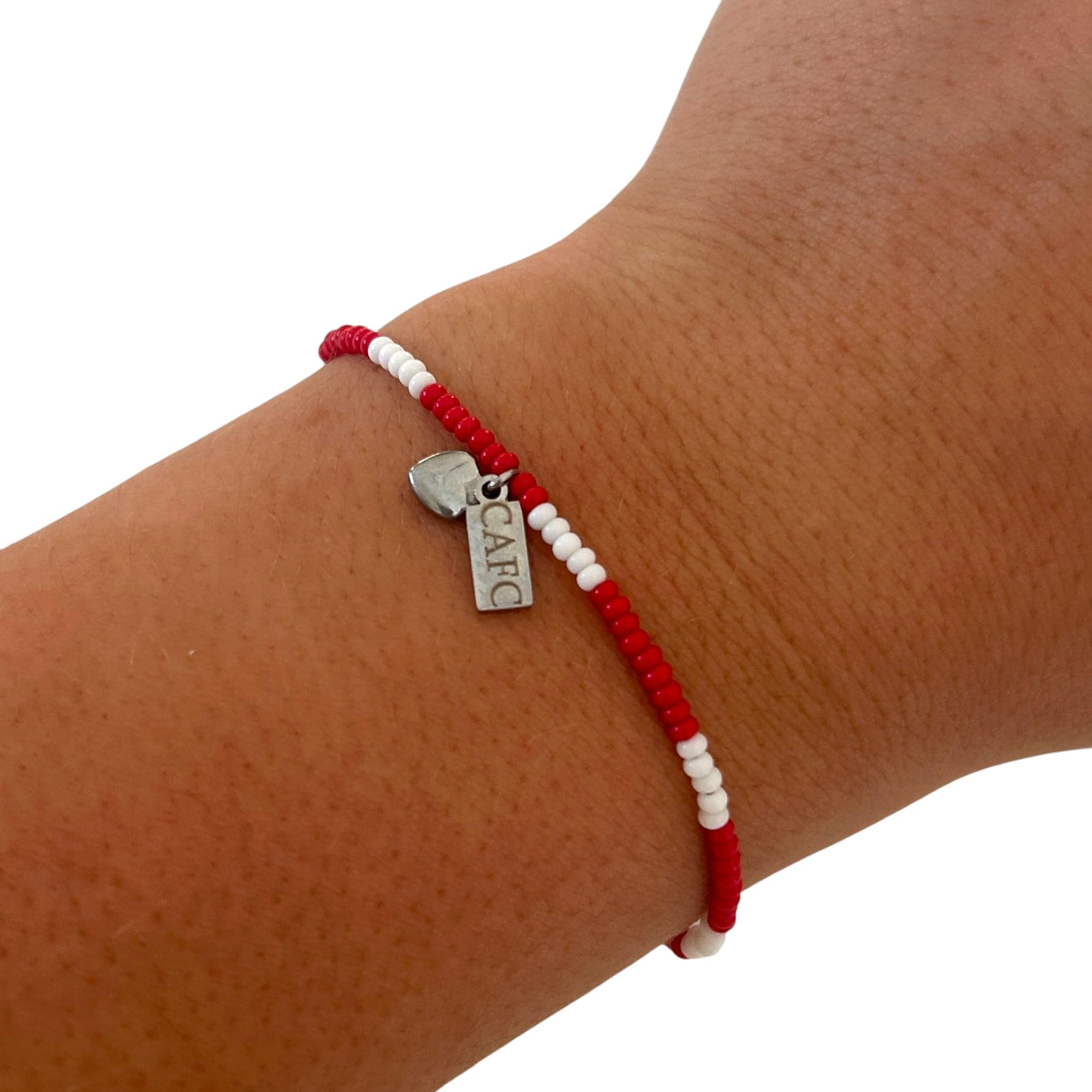 Beadlet Charlton Athletic Football Club Fan Beaded Bracelet With Tag & Heart Charm