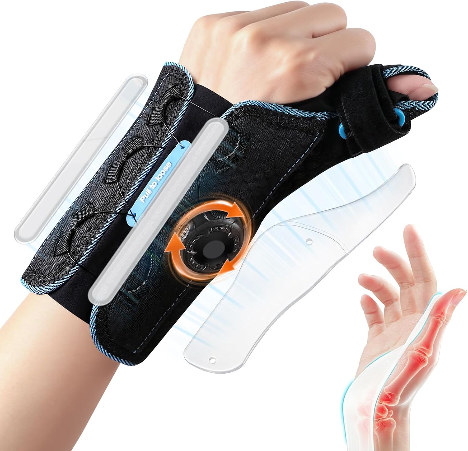 Carpal Tunnel Wrist Brace with Thumb Spica Splint, Knob Adjustable Wrist Support with Ergonomic PE Splint for De Quervain's Tenosynovitis, Arthritis, Tendonitis, Trigger Finger