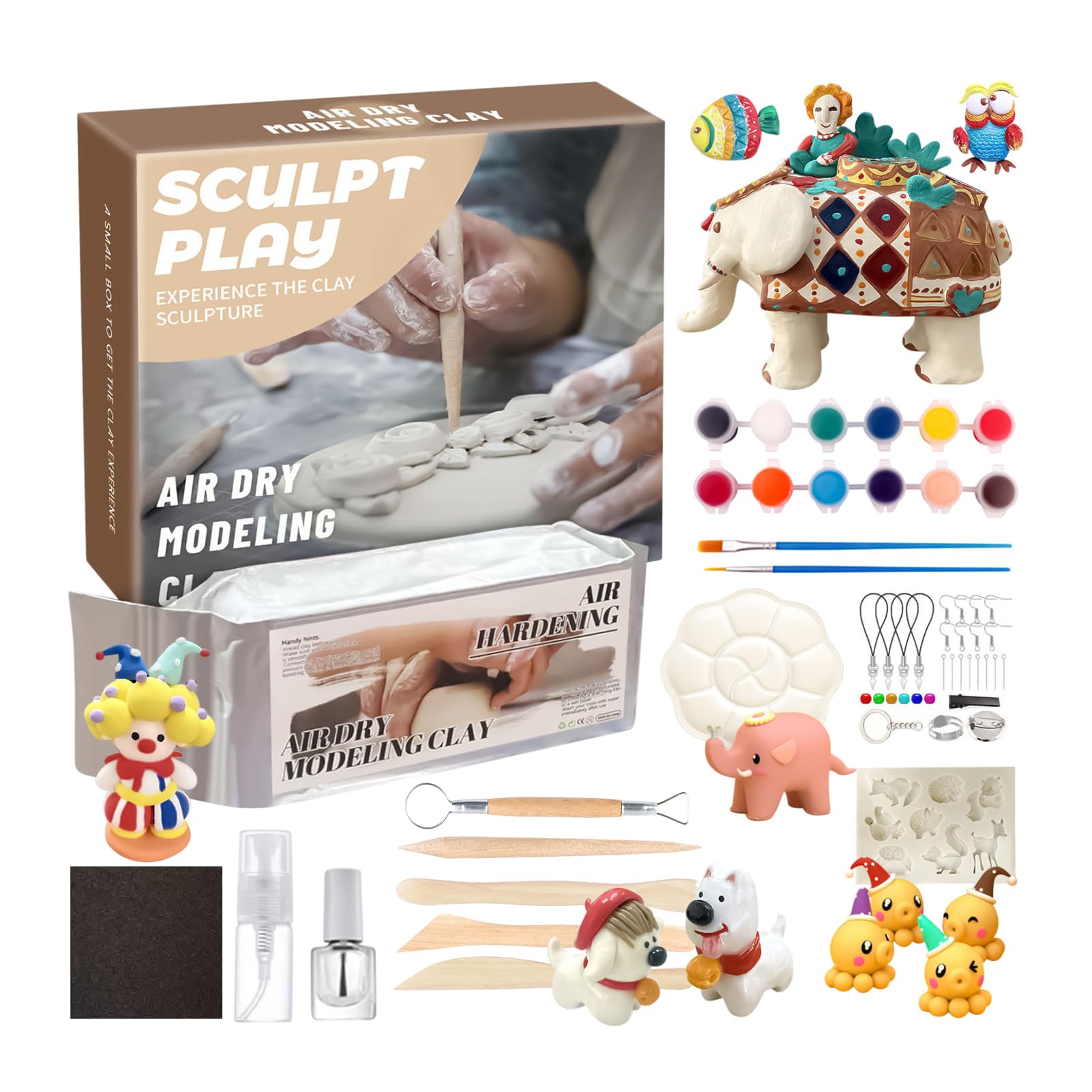 Plastilina Para Niños Arcilla Secado al Aire Segura y Suave con 12 Colores | Materiales para Cerámica y Manualidades Escolares y Regalos San Valentín Cumpleaños Navidad Aula