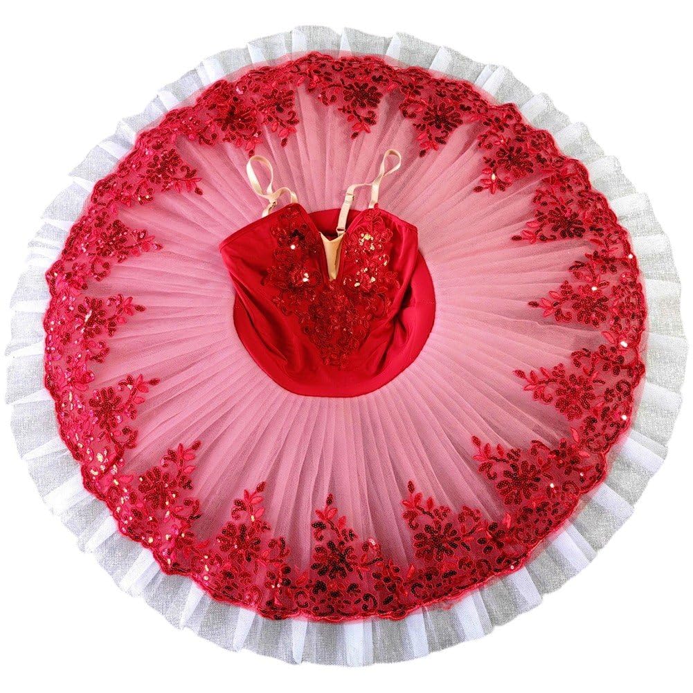 Baokuan Women Ballet Tutus Skirt Adults Swan Lake Ballet Dancing Costumes Embroidery Sequin Skirt Clothes Girls Camisole Skirted Dance Dress Dancewear