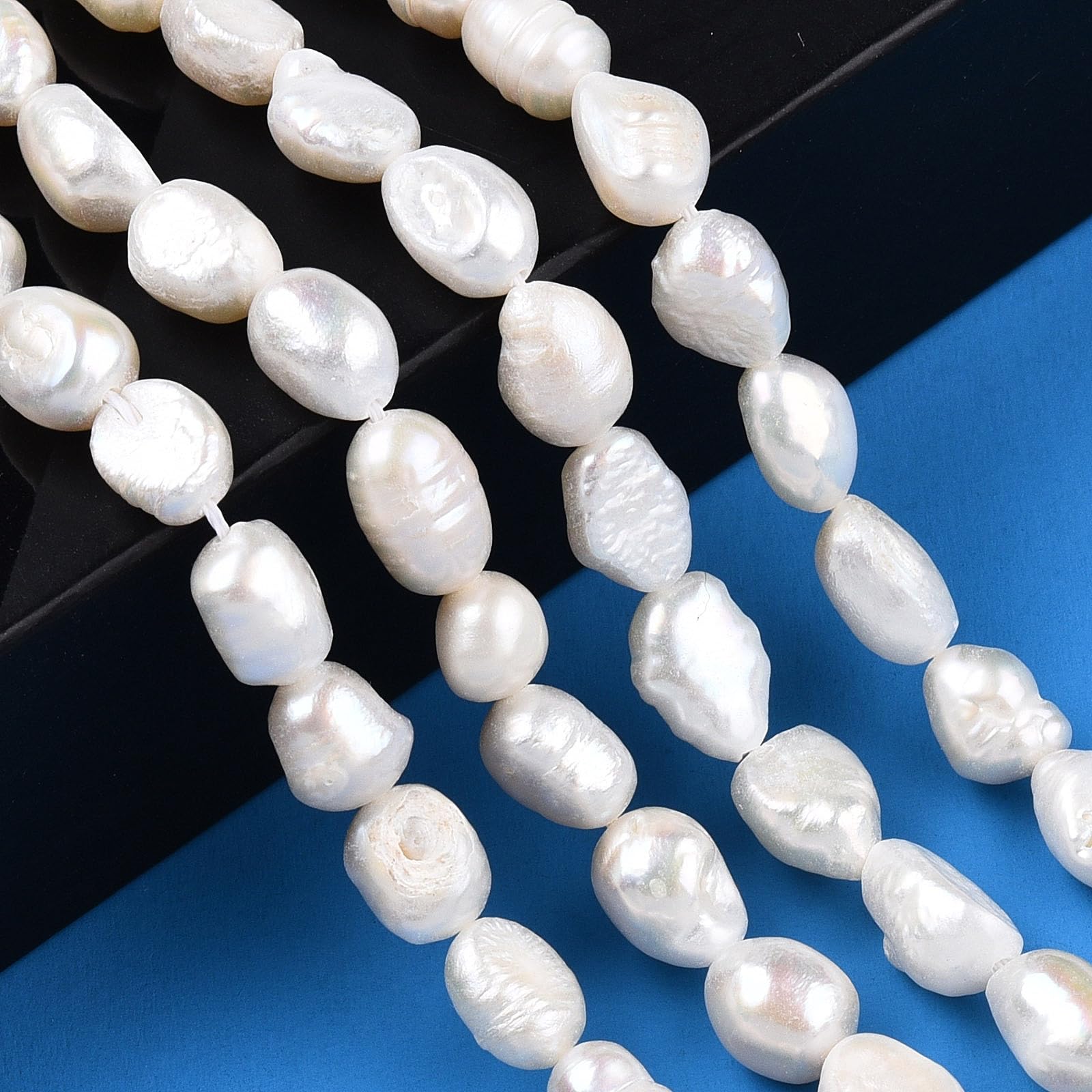 Beadthoven 2Strands Natural Cultured Freshwater Pearl Beads Seashell Color Rice Baroque Pearls Keshi Pearl Beads for Craft Jewelry Making Hole: 0.7mm - Image 2