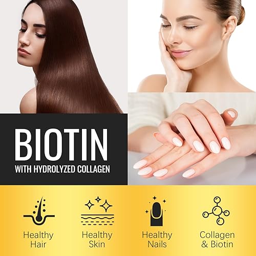 Miniatura 4 de Lanemay - Suplemento líquido de biotina con colágeno hidrolizado, súper fuerza 25000 MCG, vitamina B7 para cabello, piel, uñas, 4.1 fl oz4.058 onzas