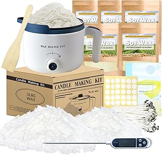 Soy Candle Making Kit with Wax Melter,DIY Candle Maker Set Supplies for Adults with 5lbs Soy Wax, Electric Melter, 100 Candle Wicks, 100 Wick Stickers