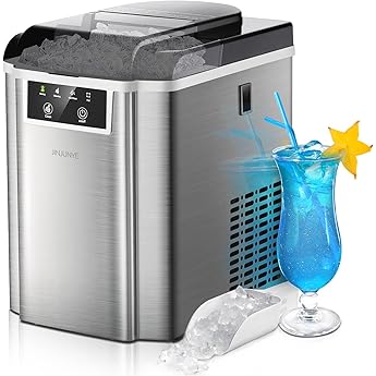 Ice Makers Countertop Nugget Ice Cubes, Portable Ice Maker, Self Cleaning Pebble Ice Machine, 33lbs/24h, Lower Noise, Small Sonic Ice Maker for Home, Kitchen, Office,Like-New