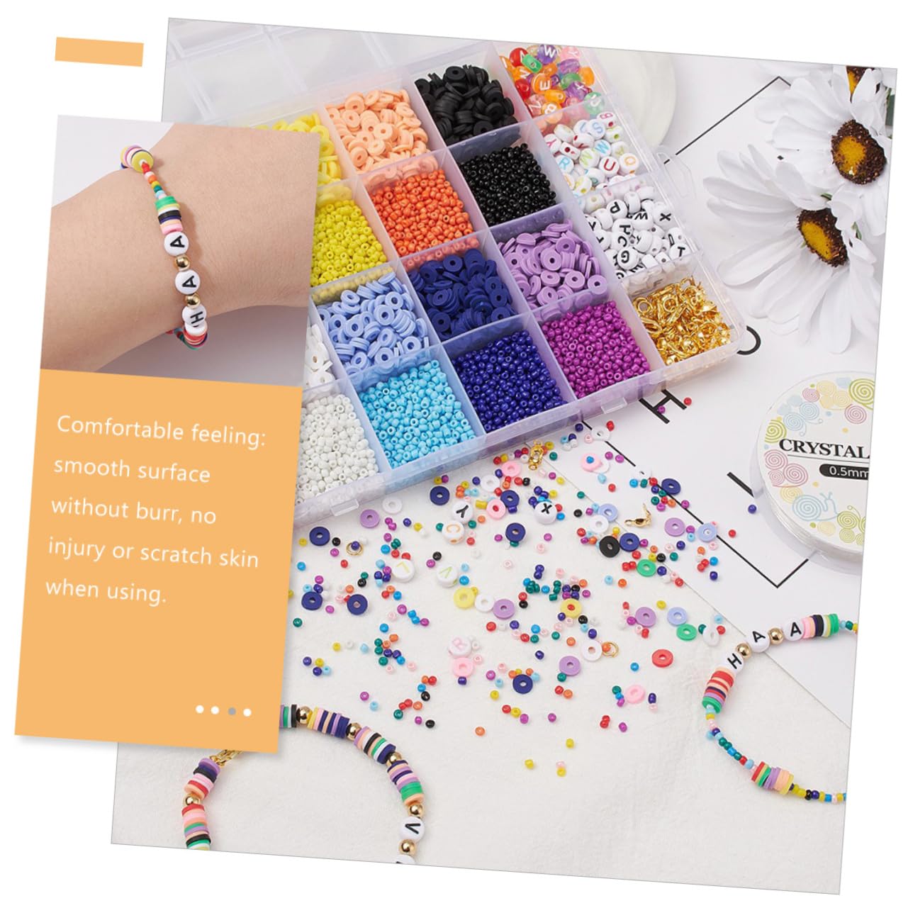 DOITOOL Kit De Cuentas Redondas Cuentas Sueltas De Colores Para Manualidades y Bisutería