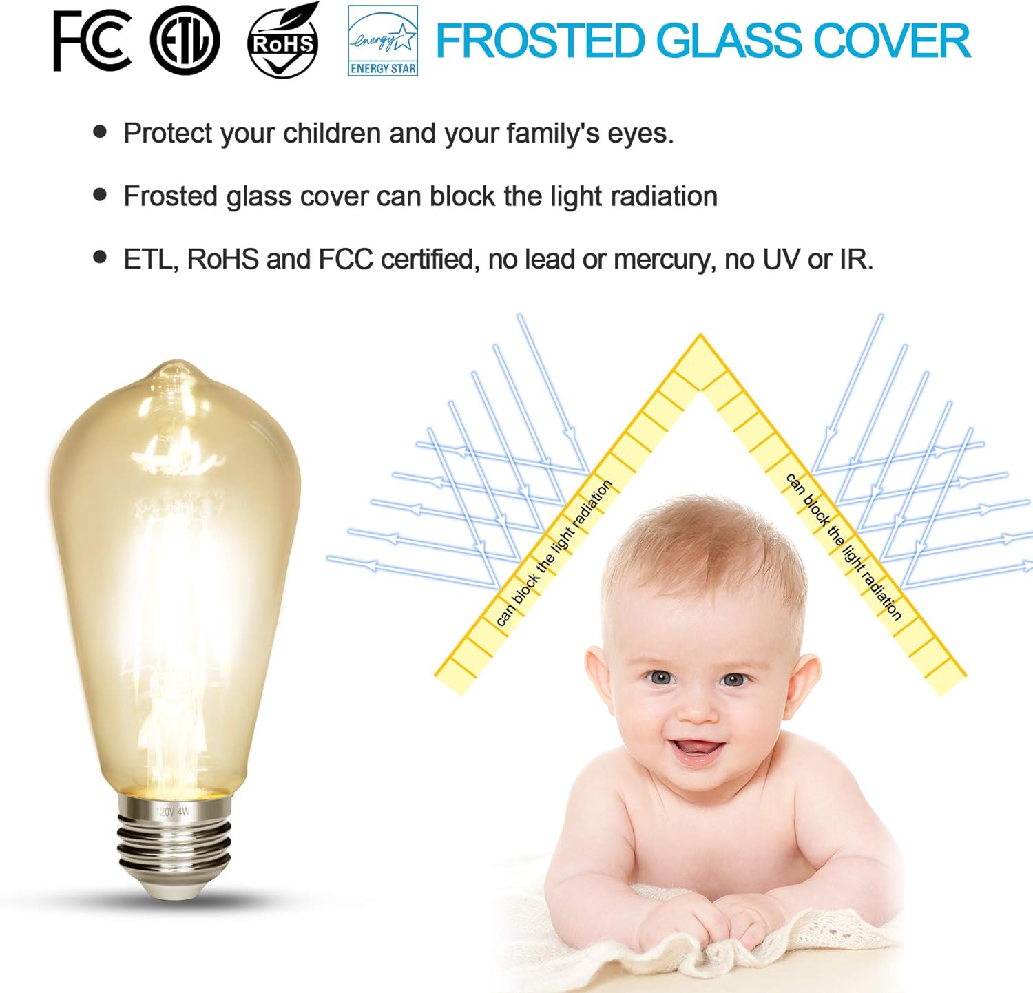 Soft White LED Vintage Filament Bulbs, Pack of 6