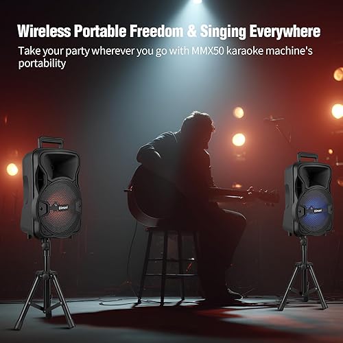 Miniatura 4 de Sistema PA portátil con soportes para interior y exterior, altavoz de DJ con doble 8 ", altavoz inalámbrico para fiesta con micrófono TWSAUXUSB