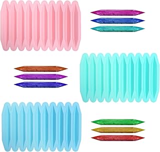 3 Pack 10 Cavity Silicone Crayon Mold Recycling Mold, Double-Tipped Triangular Shape,Reusable Oven Safe 3D Melted Crayon Molds for DIY Making Wax Crayons