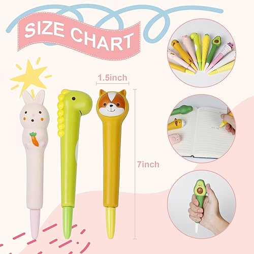 Miniatura 3 de Paquete de 10 bolígrafos Kawaii Squishies con tinta de gel de animales divertidos para niños, estacionarios, ideales para aliviar el estrés, bonitos