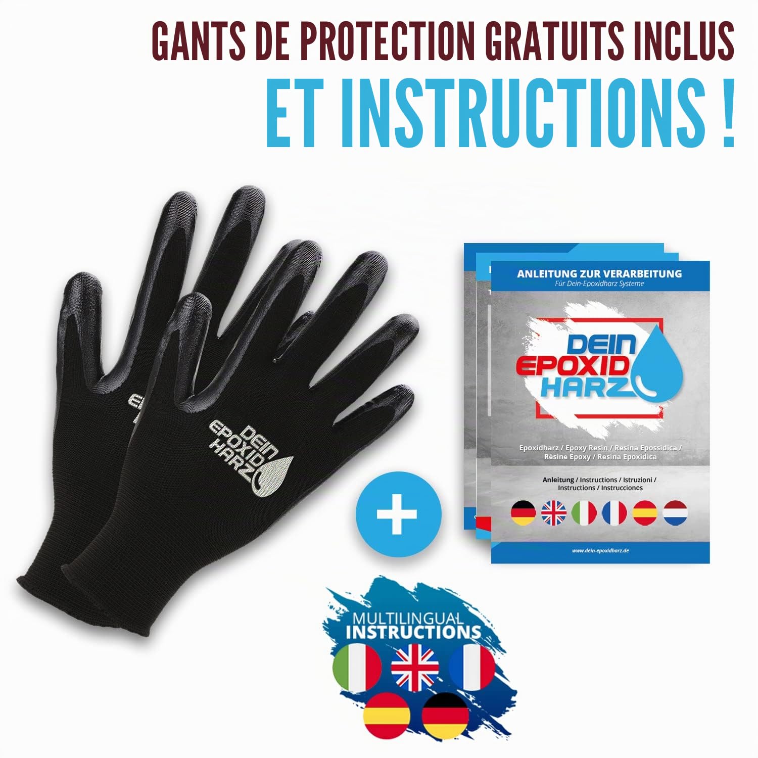 Resine epoxy transparente 10,2 kg | Qualité professionnelle limpide et à faible odeur | Résine coulée pour bois + gants gratuits, y compris les instructions en français