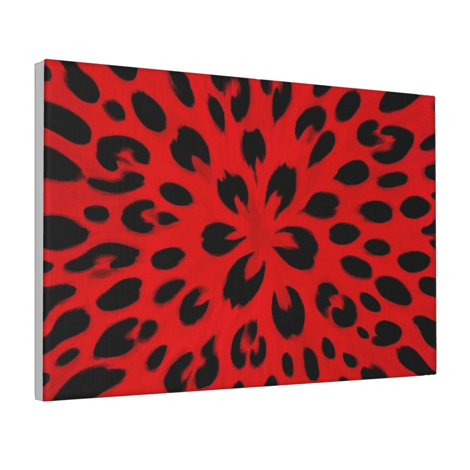 Framed Wall Art for Living Room Art Work, red leopard print Picture Prints Modern Office Wall Paintings Poster Aesthetic Wall Decorations for Home Decor Ready To Hang 8"x12"