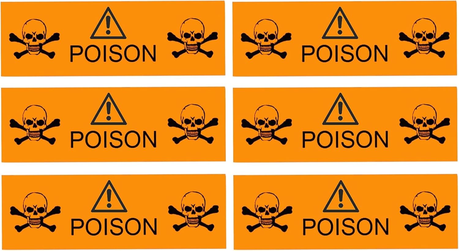 Danger Poison Stickers Labels,0.5 x 1.5 Inches Fluorescent Orange with Black Poison Safety Stickers 500 Labels on a Roll (Pack of 2)