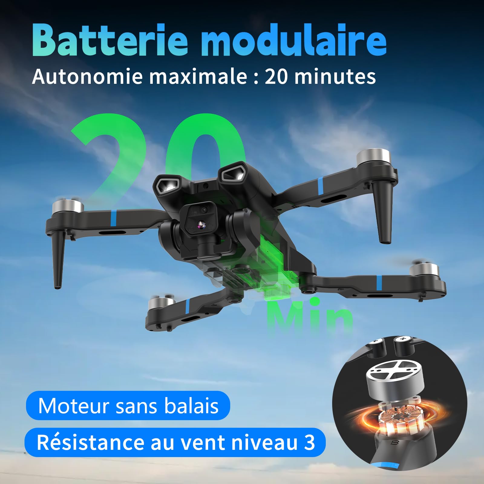Drone avec Caméra 4K Mini Drone Avec Télécommande LCD 3D Flip Design Pliable Télécommande Rechargeable 3 Vitesses Quadricoptère RC pour Débutants M18LCD