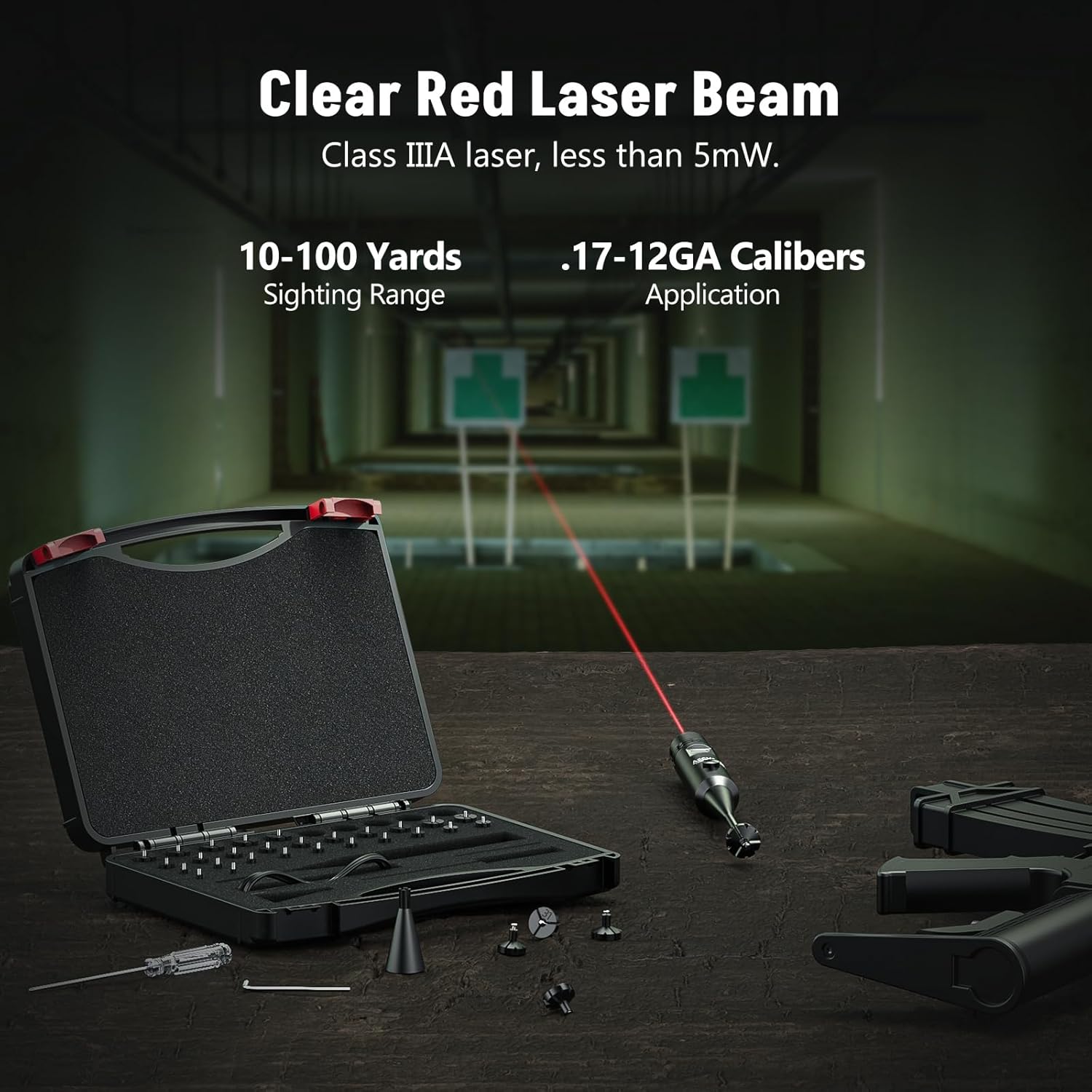 MidTen Rechargeable Laser Bore Sight Kit, Professional Green Red Laser Bore Sighting Kit with 32 Adapters Fit 0.17 to 12GA Cal, Multi-Caliber Boresighter for All Gun, Powerful Hunting Bore Sight Laser