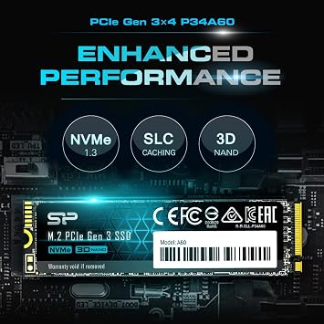 Silicon Power 1TB NVMe M.2 PCIe Gen3x4 2280 SSD A60 Series SJ001TBP34A60M28SC