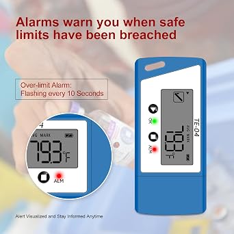 TE-04 ET (5 Pack) Cold Chain Temperature Logger for Pharmacy & Vaccine Transport - Pause & Resume Multi-Stop Tracker - External Steel Probe for Liquids & Ambient Air - Auto PDF/Excel Reports