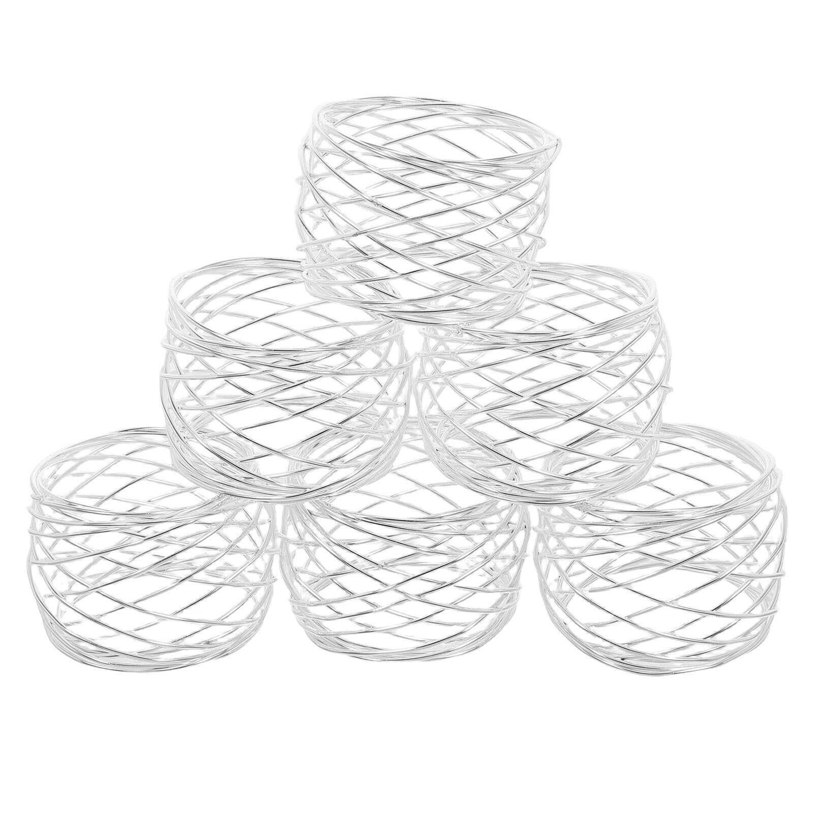 6 Stück Metall Serviettenringe Verdrehter Draht Mesh Design Langlebig Tischdekoration für Dinner Party Hochzeit Thanksgiving Weihnachten Festliche Serviettenschnallen