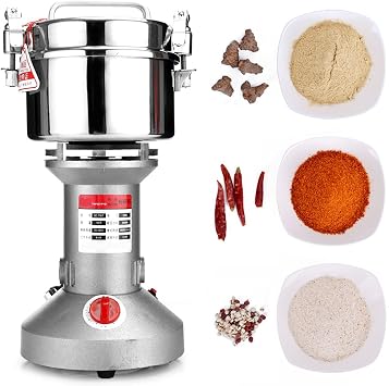 750G Electric Grain Grinder Mill High Speed Flour Portable Herb Grinder Stainless Steel Cereal Pulverizer 3 Blade Grinding Timing 30S Fast Mill Powder for Cereal Bean Seed Nut Spice