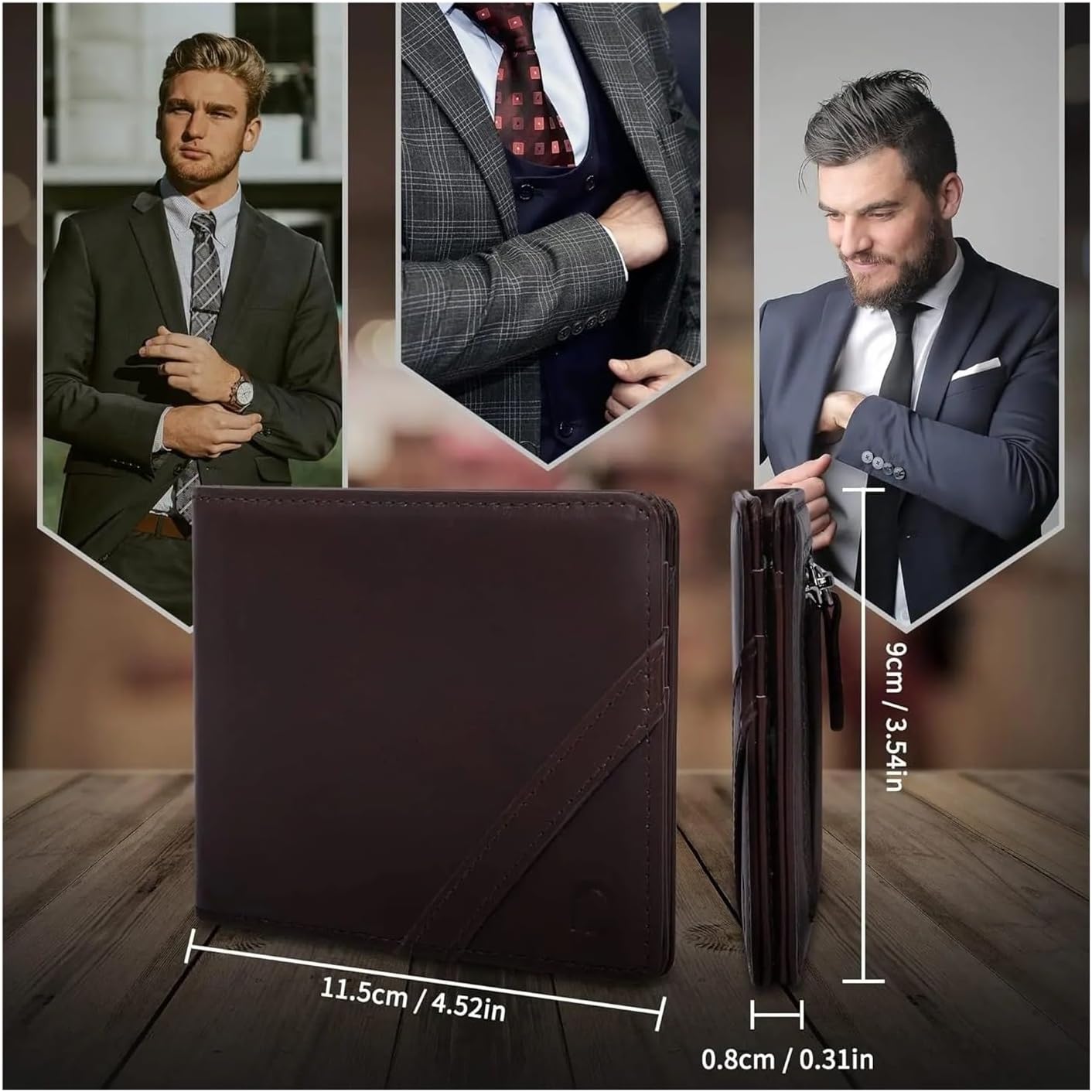Vintage Genuine Leather Men Wallet RFID Blocking Bifold Short Purse Slim Leather Short Purse Multi Card Slots With Coin Pocket