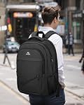 MATEIN Sac à dos pour ordinateur portable antivol extra-grande entreprise, 18 1 cm TSA Sac à dos de transport approuvé pour les femmes homme, sac de travail avec la ceinture de bagages, noir TSA Sac à dos approuvé, sac de travail avec des compartiments multiples & Bagages