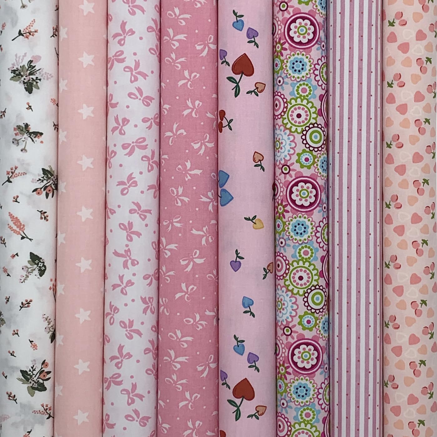 Tissu Coton Patchwork UOOOM - Lot De 6 Carrés 50x50 Cm Motifs Assortis Rose - DIY, Couture, Quilting