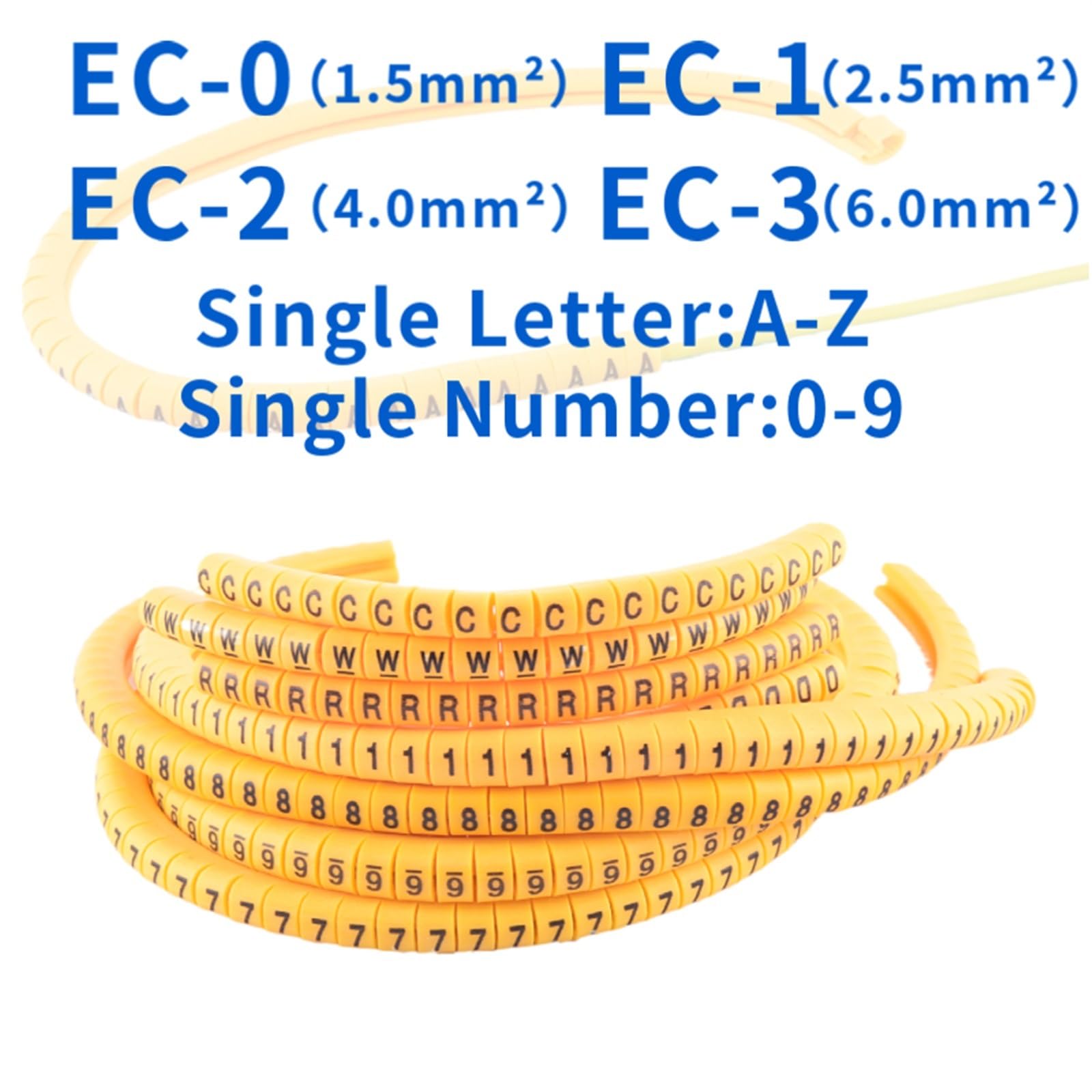 100Pcs Giallo EC-0/1 Lettera A-Z Marcatore Cavo(EC-1)
