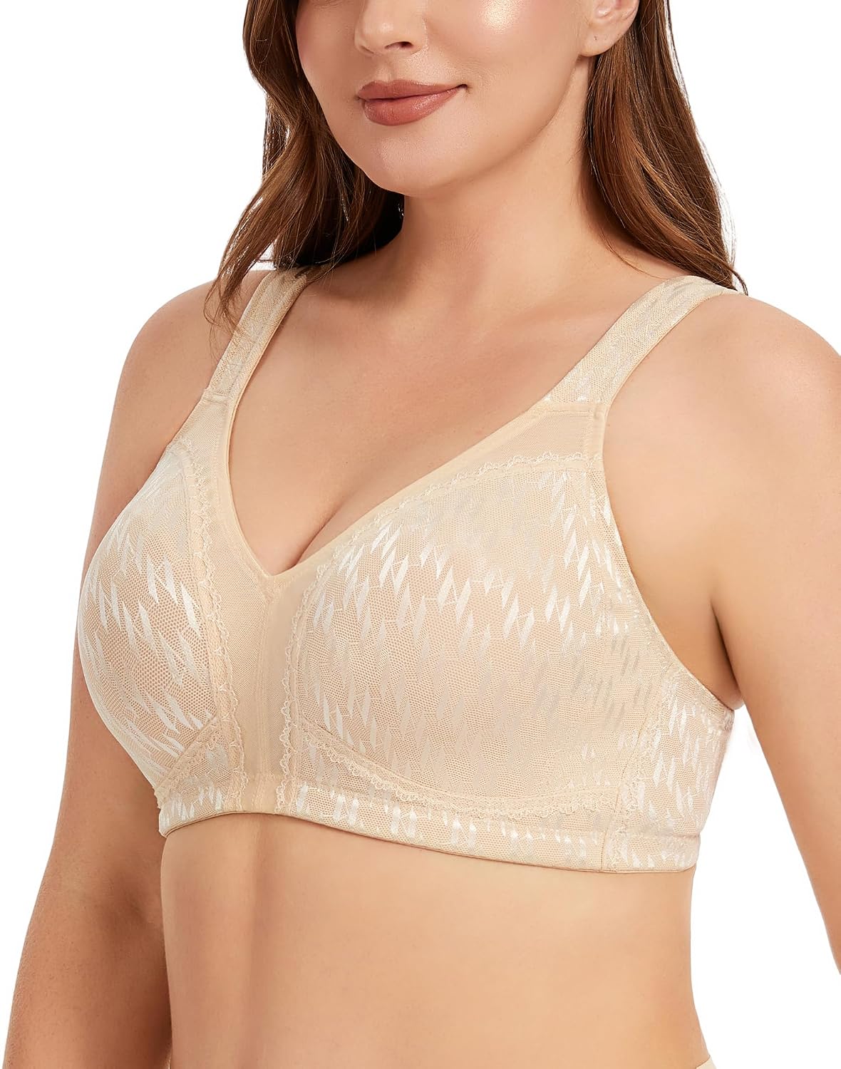 Women's Minimizer Bra Wirefree Full Coverage Plus Size Non Padded Large Bust Support Seamless Comfort Bra