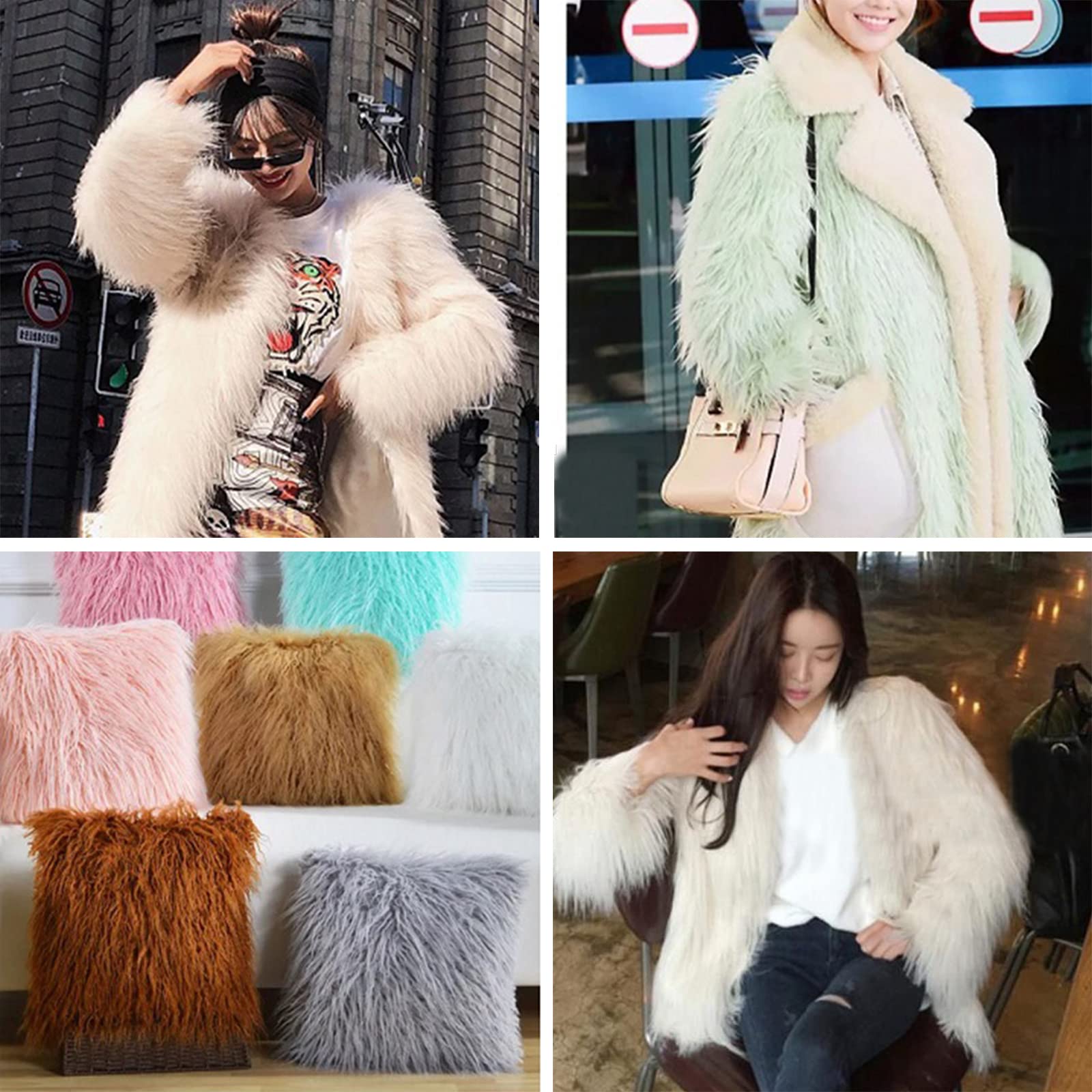 Amazon | フェイクファー人工毛皮 シャギーフェイクファー生地 人工