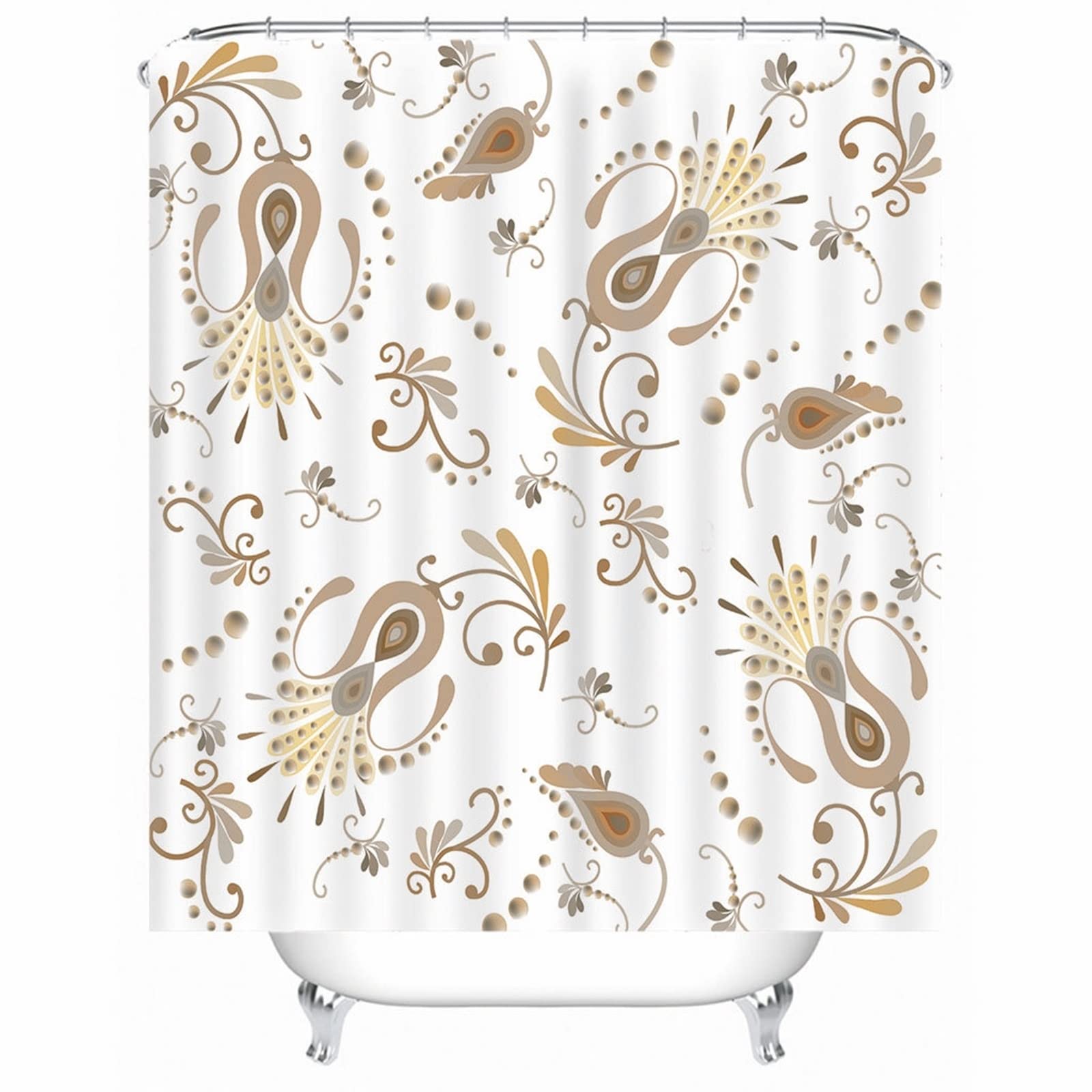 Feuille de fleur décorative sur rideaux de douche floraux en polyester de style rustique - 4