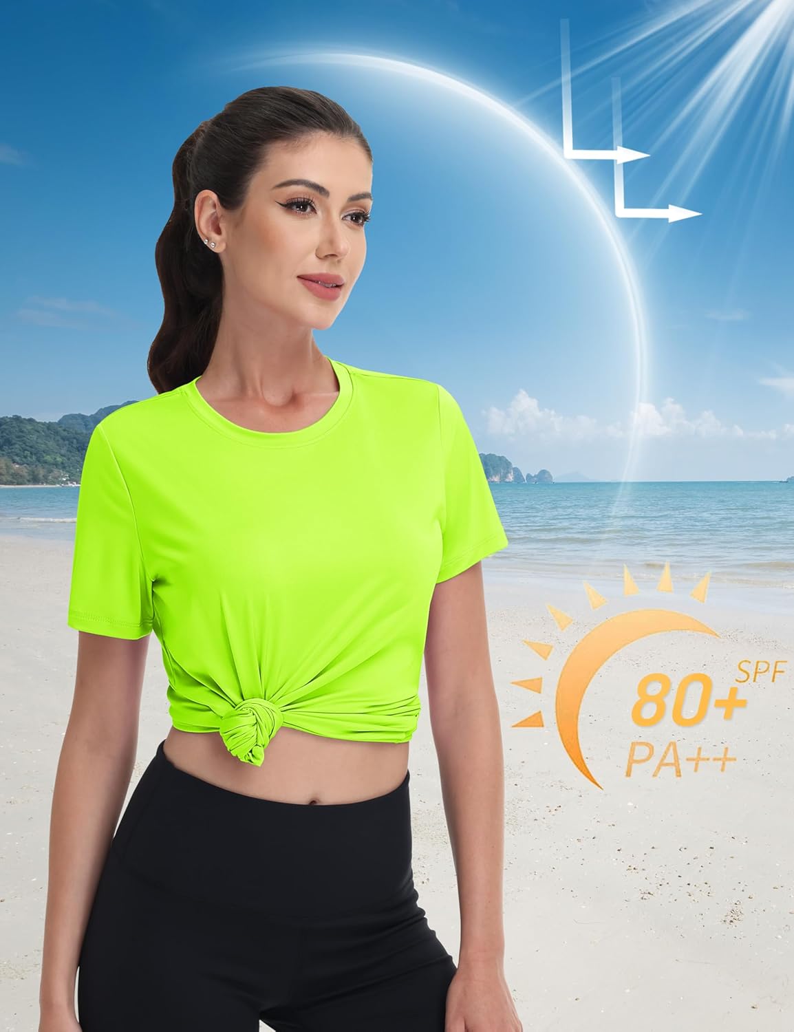 MAGCOMSEN Women's Short Sleeve Shirt UPF 80+ Sun Protection T-Shirts Quick Dry Workout Gym Running Tops - Image 2