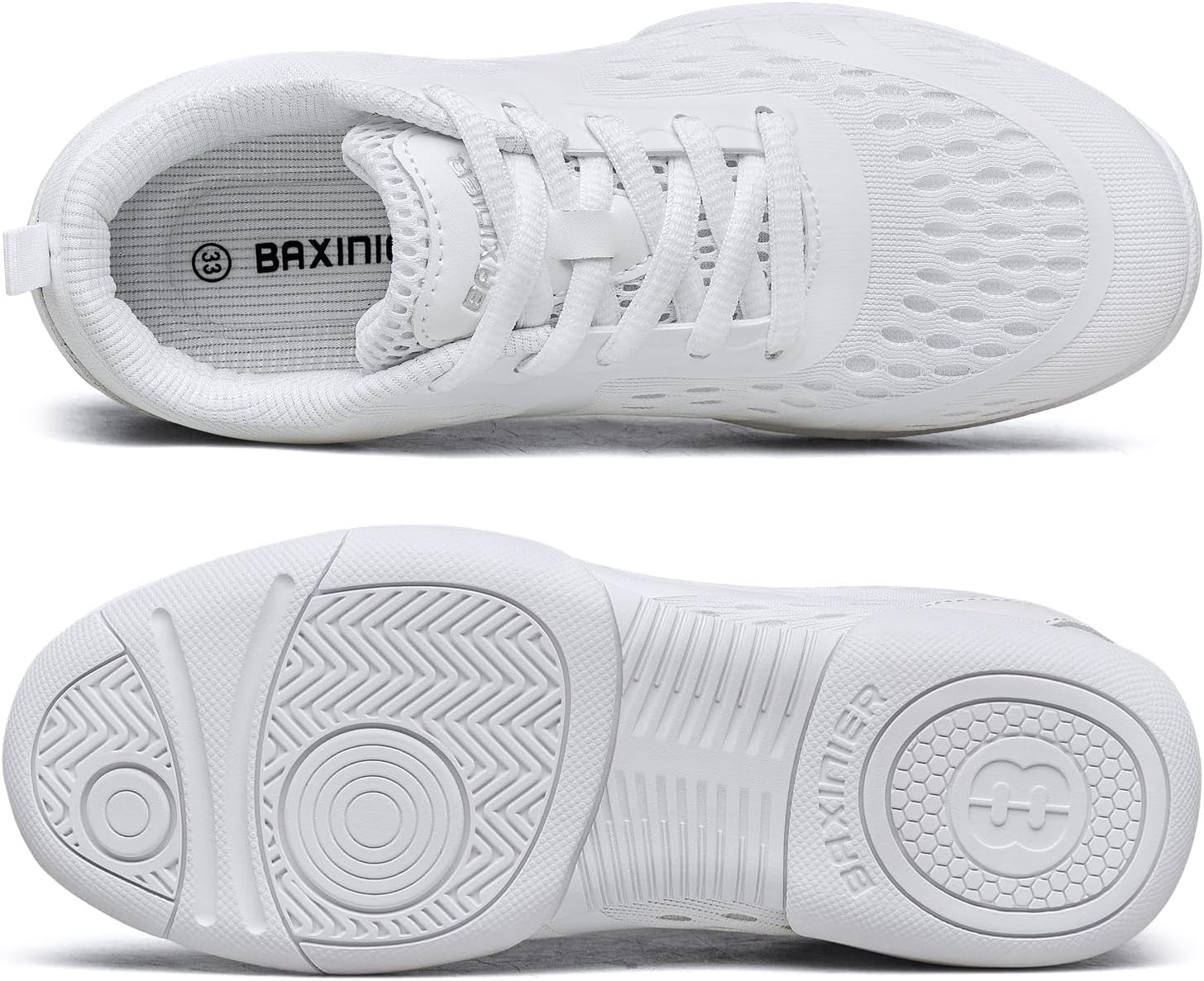 ガールズ ホワイト チアリーディングシューズ 通気性 ユース チアースニーカー チアリーダー コンペティション アスレチック トレー