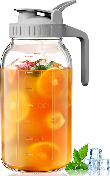 OneDream Glass Pitcher with Lid – 64oz Glass Mason Jar