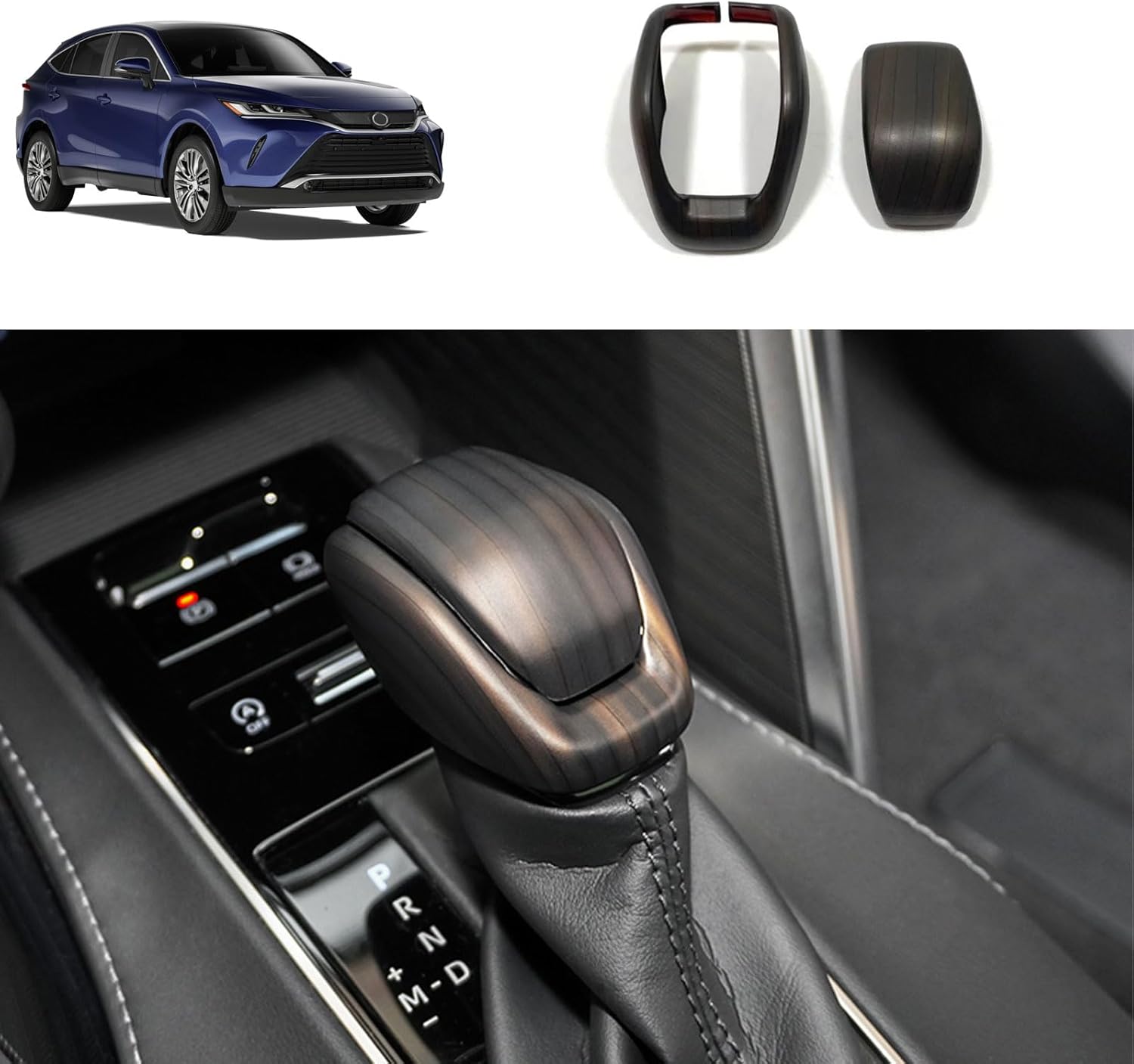 Gear Shift knob Cover Compatible with Toyota Venza 2021 2022 2023 Center Console Shifter Trim Automatic Transmission Decoration Interior Car Accessories ABS 2PCS(Carbon Fiber Style)