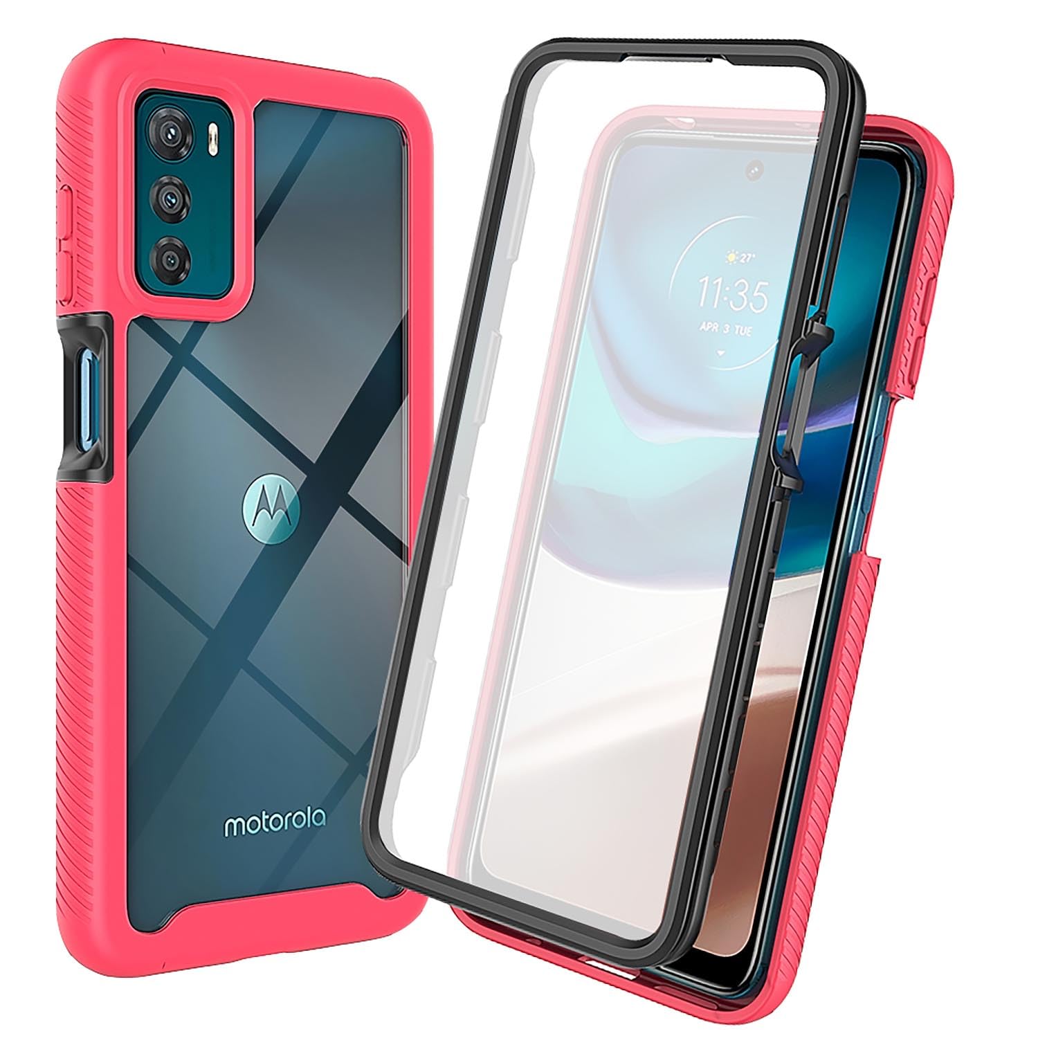 GMUJIAO Cover per Motorola Moto G42,Transparent PC/TPU Custodia per Cellulare con Cornice con 2 Proteggi Schermo in Vetro Temperato Resistente ai Graffi-Blu