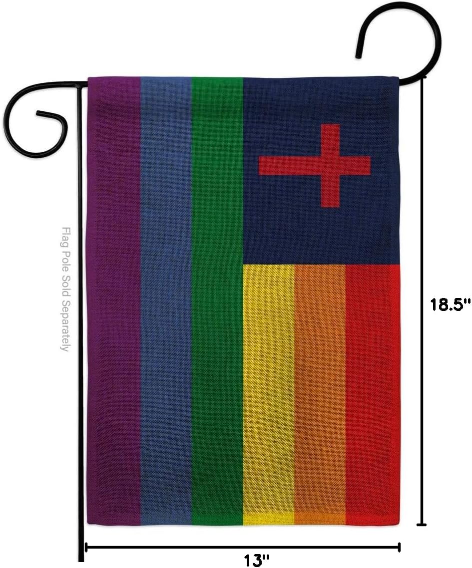 Christian Pride Burlap Burlap Garden Flag Support Rainbow Love LGBT Gay Bisexual Pansexual Transgender Small Decorative Gift Yard House Banner Double-Sided Made In USA 13 X 18.5