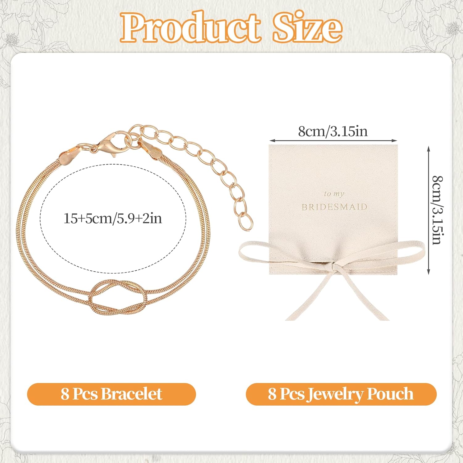 Set of 8 Bridesmaid Bracelets with Pouch, Gifts for Bridesmaid Jewelry Set Proposal Box Stuffers Wedding Favors - Image 2