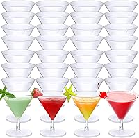 Vista 1 de Paquete de 100 vasos de Martini de plástico transparente de 2 onzas, vasos de cóctel desechables, mini tazas de postre, vasos de chupito