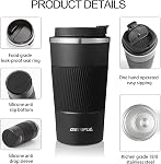 GEMFUL 17 oz Voyage tasse de café coupe de café de fuite isolé avec l'acier inoxydable de l'anse pour aller tasses de café pour les hommes femmes boissons chaudes bureau Tasse a Cafe isotherme noir