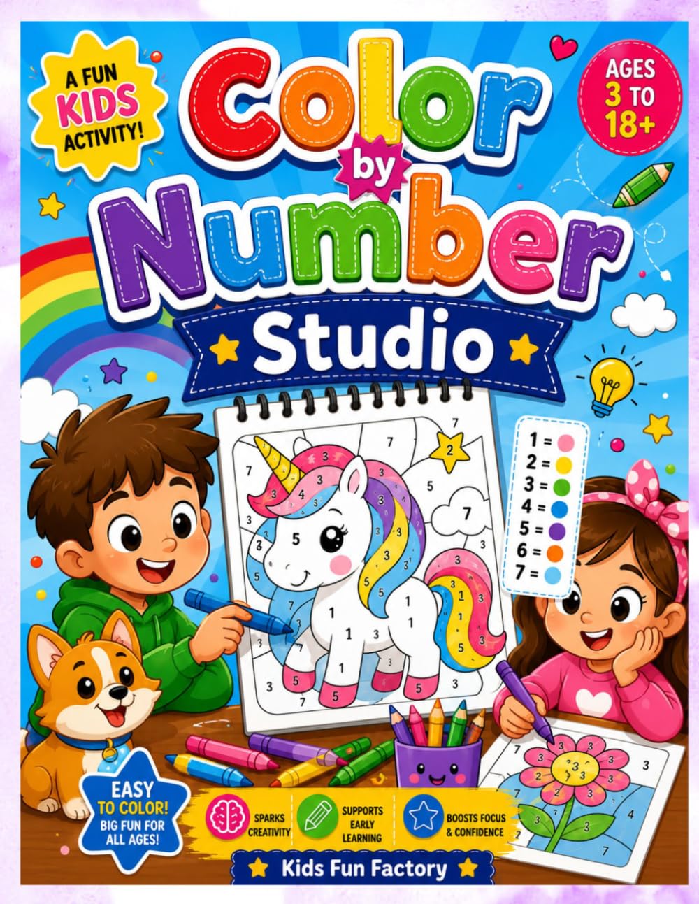 color by number studio: Easy and Fun Coloring Pages for Toddlers, Preschoolers, and Young Kids