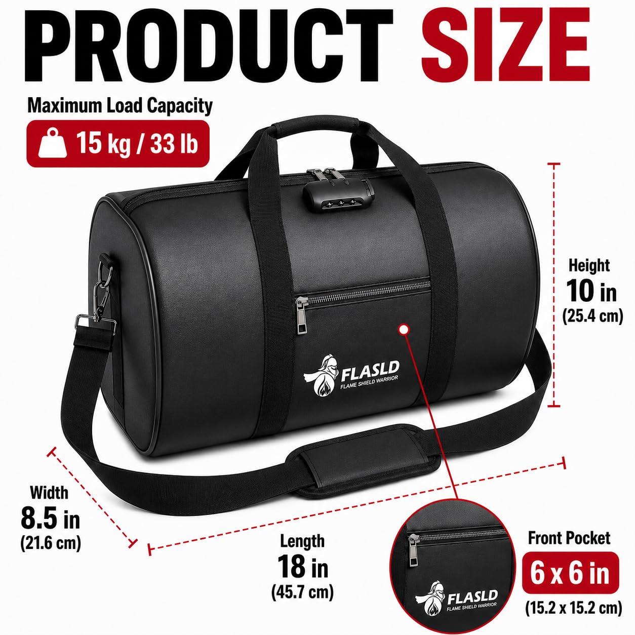FLASLD Große feuerfeste Dokumententasche, 45,7 x 25,4 x 21,6 cm, tragbare, wasserdichte Box für Reisen, Camping, Organizer mit mehreren Fächern für Bargeld, Wertsachen, abschließbarer Safe mit